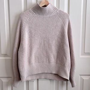 H&M Light Beige Ribbed Mock Neck Sweater